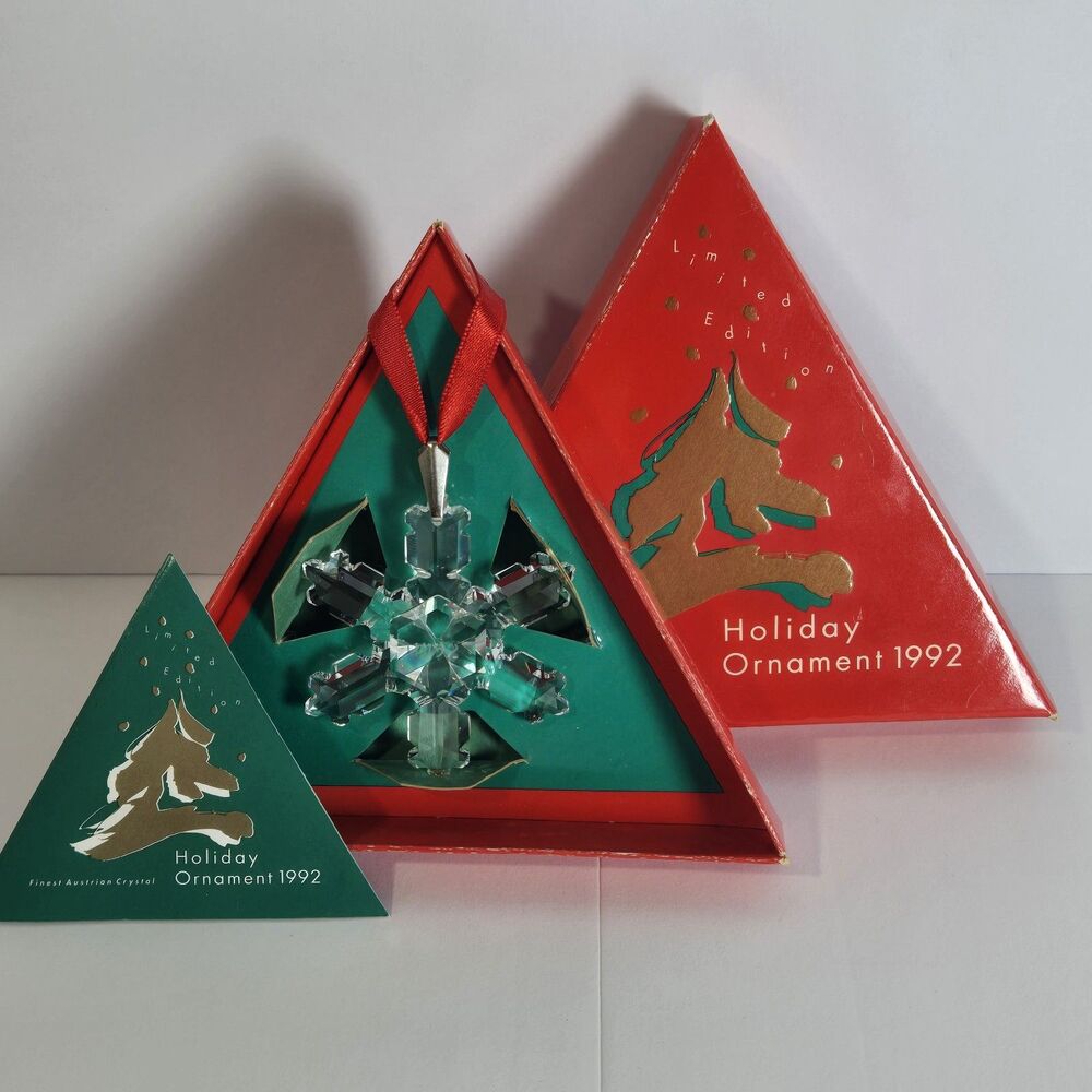 1992 Swarovski Annual Edition Crystal Snowflake Star Ornament 168690 Red Box
